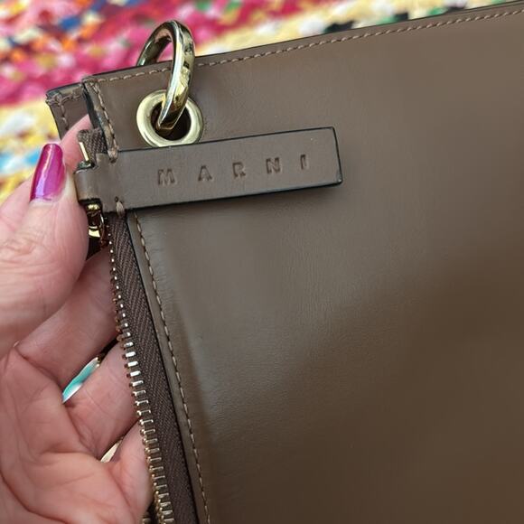 Marni Light Brown Dark Tan Bandoleer Double 2-in-1 Crossbody Bag - Picture 6 of 12